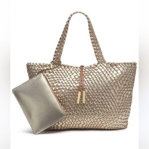 Calvin Klein Gold Woven Tote bag